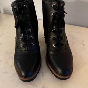 Naturalizer Black Leather Block Heel Boots